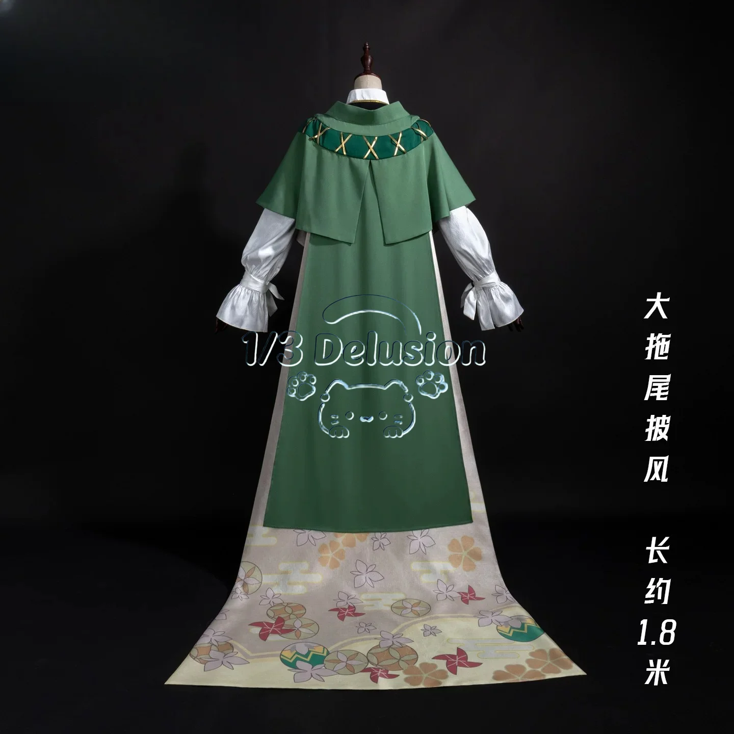 Anime game series: Genshin Impact Venti Cosplay Costume Full Set Women Green Cape Kimono Outfit Halloween Party 1/3 Delusion
