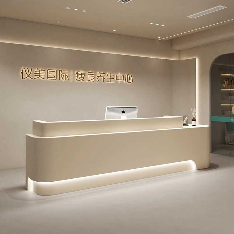 Gym Luxury Reception Desk Modern White Restaurant Barbershop Banco Reception Desk Office Comptoir De Caisse Luxury Furniture