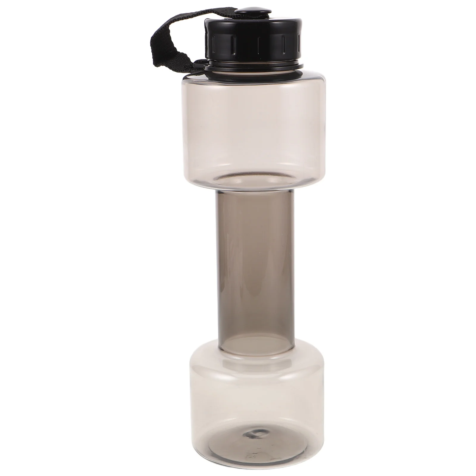 

700Ml Fitness Water Bottle Gray Dumbbell Shaped Portable Sports Drink Jug for Gym Camping Outdoor Workout Hydration Container