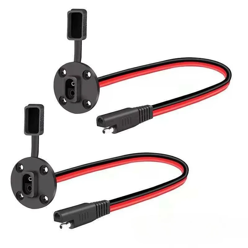 2Pcs SAE Power Socket Sidewall Port Weatherproof SAE Quick Connect Solar Panel Mount Universal Flush-Mountable Connector 12AWG