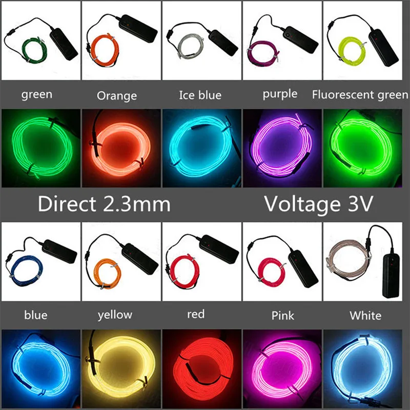 3m 5m flexible neon lights  EL luminescent cables waterproof party DIY atmosphere decorative light led strip with usb