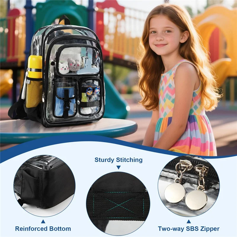 ABAC-Mochilas transparentes con accesorios, mochilas escolares transparentes para adolescentes, niños y niñas, para bolsas para portátiles transparentes de primaria