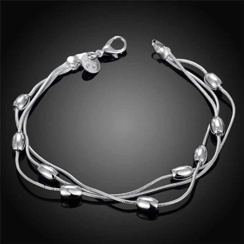 925 Sterling Silver Bracelets Chain Fashion Design Beautiful Jewelry High Quality Multilayer Bead Bracelet For Women Wedding