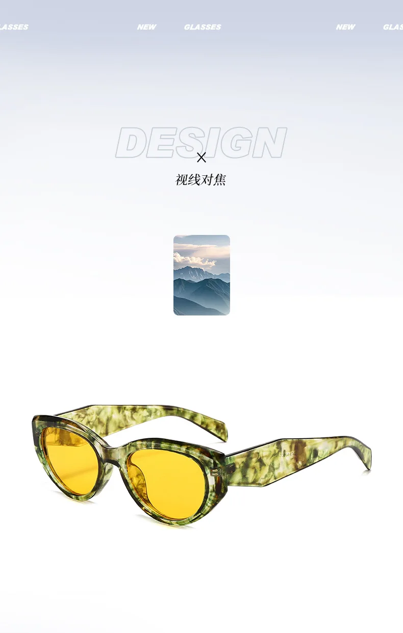 Trendy Beliebte Cat Eye Sonnenbrille Weiblich Männlich Luxus Marke Designer Brillen Outdoor Fahren Reise Schatten Unisex UV400 Lentes – Detail 7