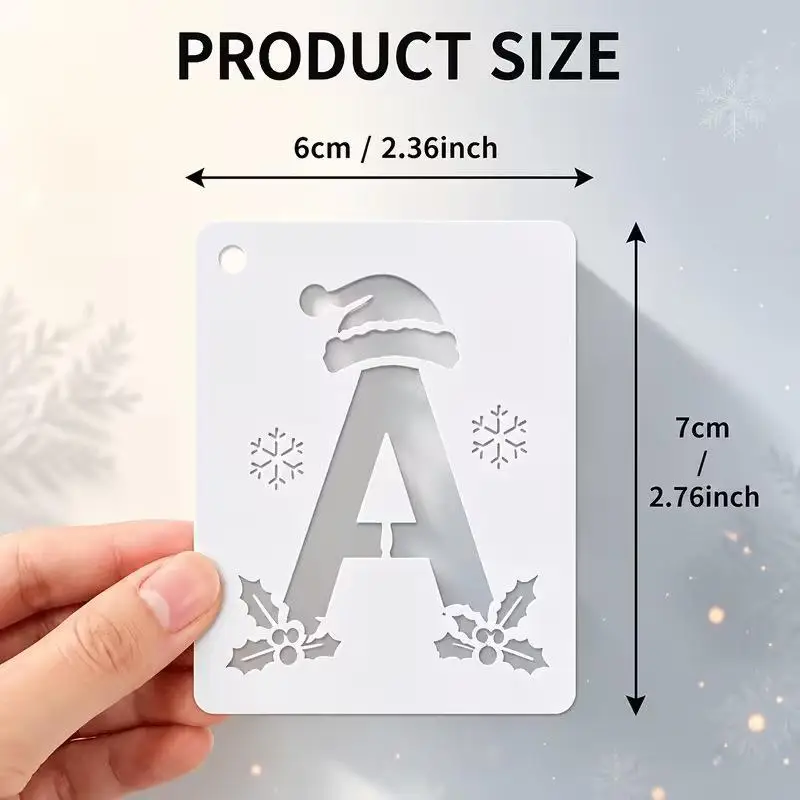 26Pcs PET Christmas Theme Letter Templates Reusable Washable Stencils For Stone Painting Watercolor Graffiti DIY Art Making
