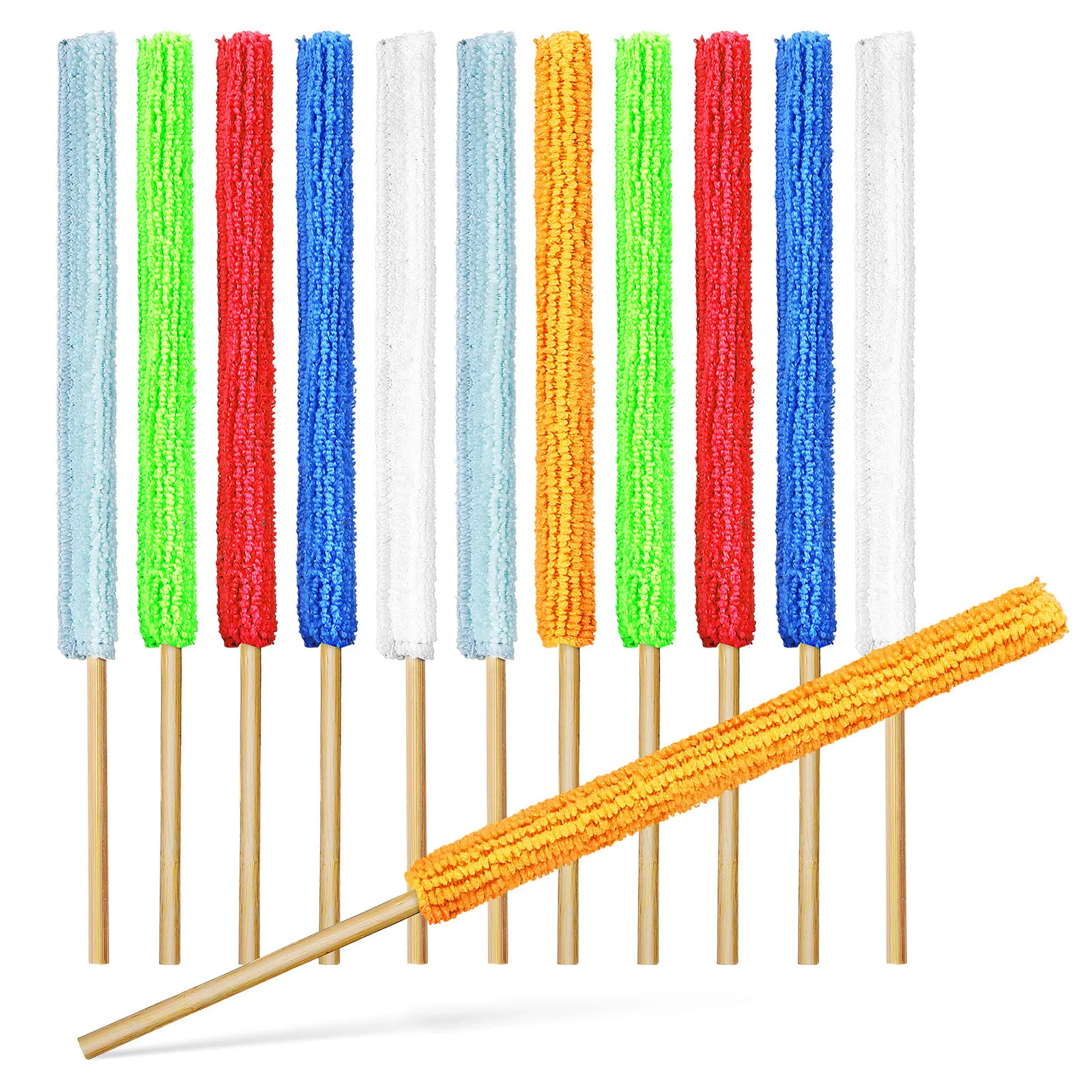 12Pcs Microfiber Detail Duster Sticks Soft Fiber Crevice Cleaning Brush Tool for Air Conditioner Vents Blind Slats Door Cracks