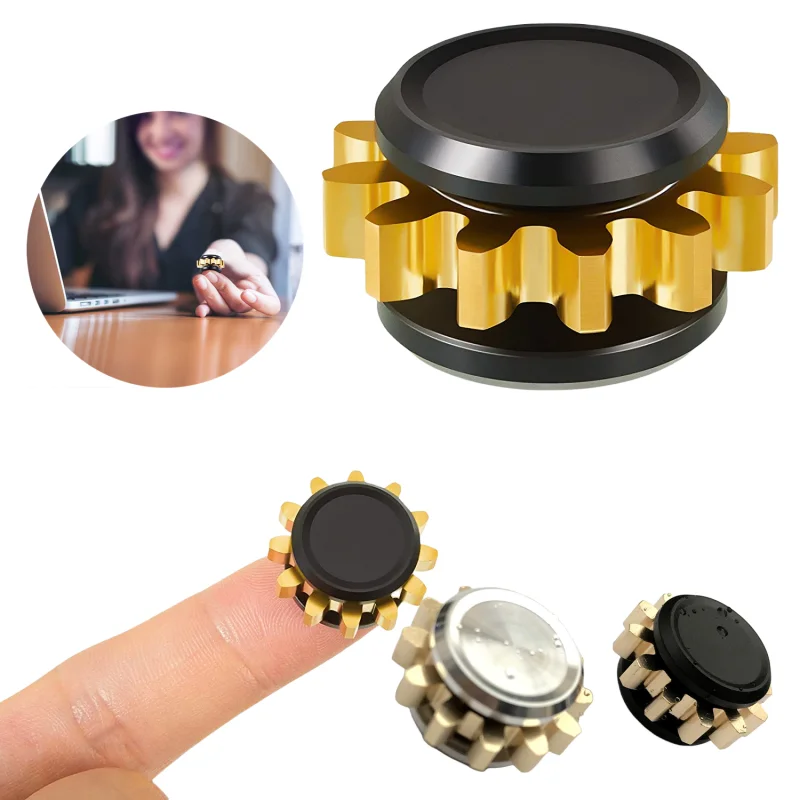 Mini giroscopio de engranaje de Metal para niños, juguete Fidget Spinner para aliviar el estrés, regalo para adultos, giroscopio negro plateado para niños, juguetes de mano antiestrés G