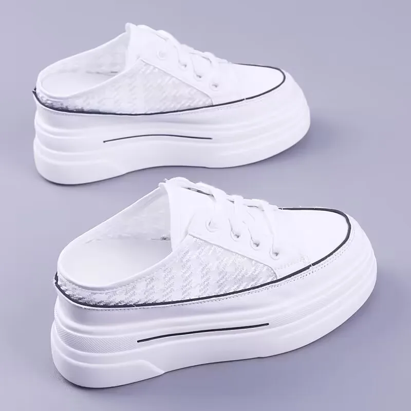 Vrouwen Casual Sneakers Schoenen Sport Mode Lengte Toenemende Vrouw 2023 Ademende Air Mesh Swing Sleehakken Sneakers Vrouwen Schoenen