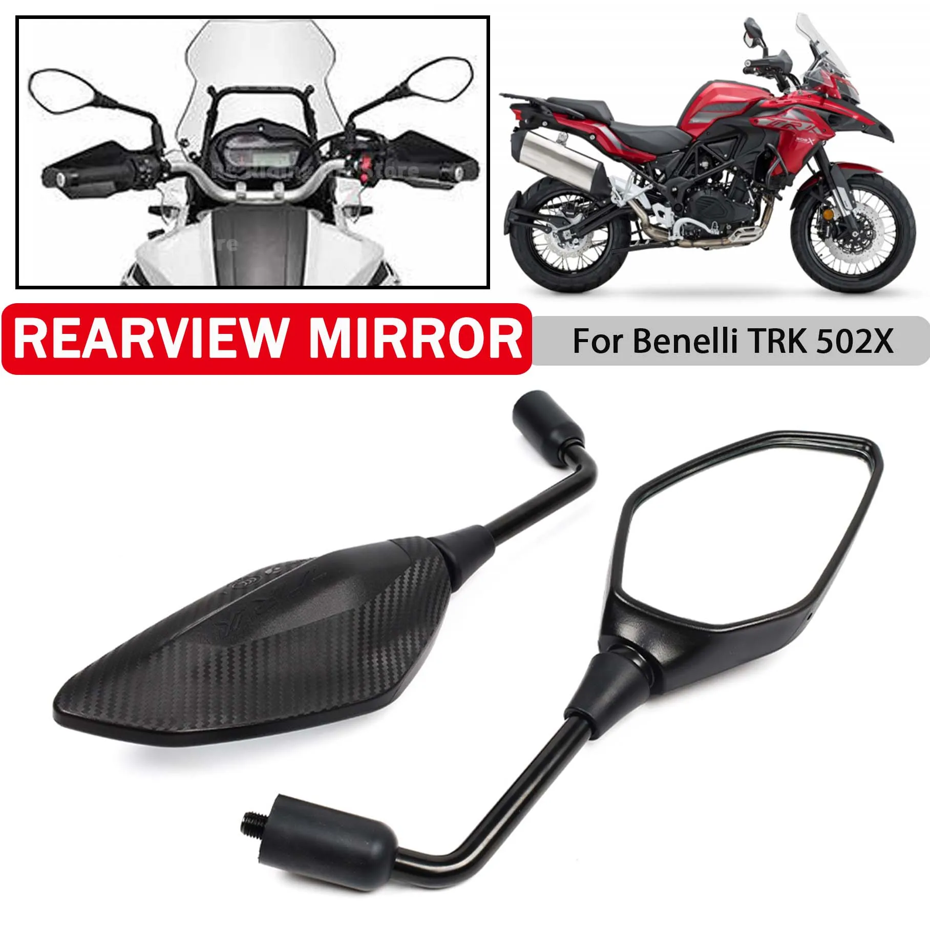 

Motorcycle Handlebar Side Rearview Mirror For Benelli TRK 502X TRK 502 X 502 TRK TRK502X BJ500GS-5A/D Clear Vision Accessories