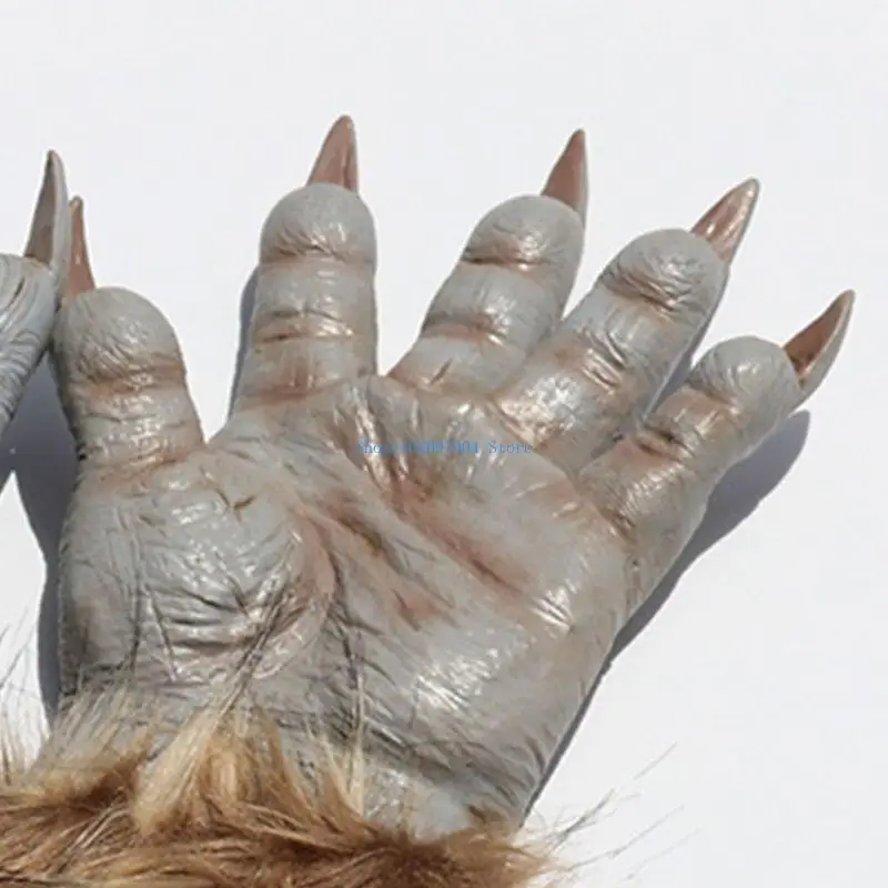 N7YF Halloween Scary Wolf Klauenhandschuhe Animal Festival Cosplay Latex Horte Kostüm Accessoire Carnival Party Dekor