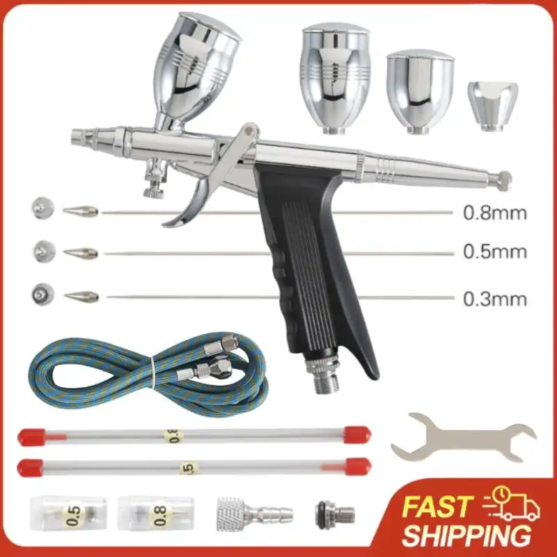 

Gravity-Feed Dual-Action Pistol Grip Airbrush Trigger-type Fan Spray Air Brush 0.3/0.5/0.8mm 13CC Fluids Cups For Car Model DIY