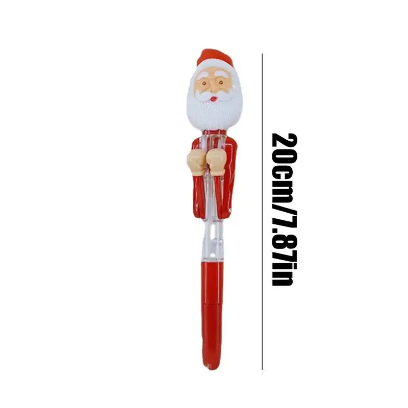 ปากกาลูกลื่นน่ารักน่ารัก Boxing Action Santa ปากกา Light อุปกรณ์คริสต์มาสตลกวันหยุดที่ไม่ซ้ํากันของขวัญสําหรับโรงเรียน