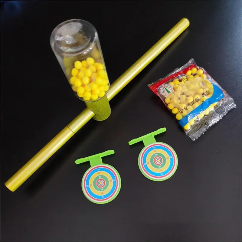 Soft Pinball Launcher Small Ball Shooter Crackling Tube Outdoor Children Toy Aluminum Alloy Imitation Bamboo Craft Shootings Toy