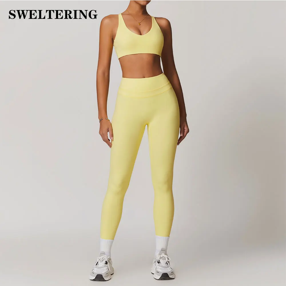 SWELTERING 2-częściowa odzież sportowa damski zestaw do jogi ubrania gimnastyczne odzież sportowa stroje do jogi zestaw do fitnessu dresy stanik sportowy legginsy gimnastyczne
