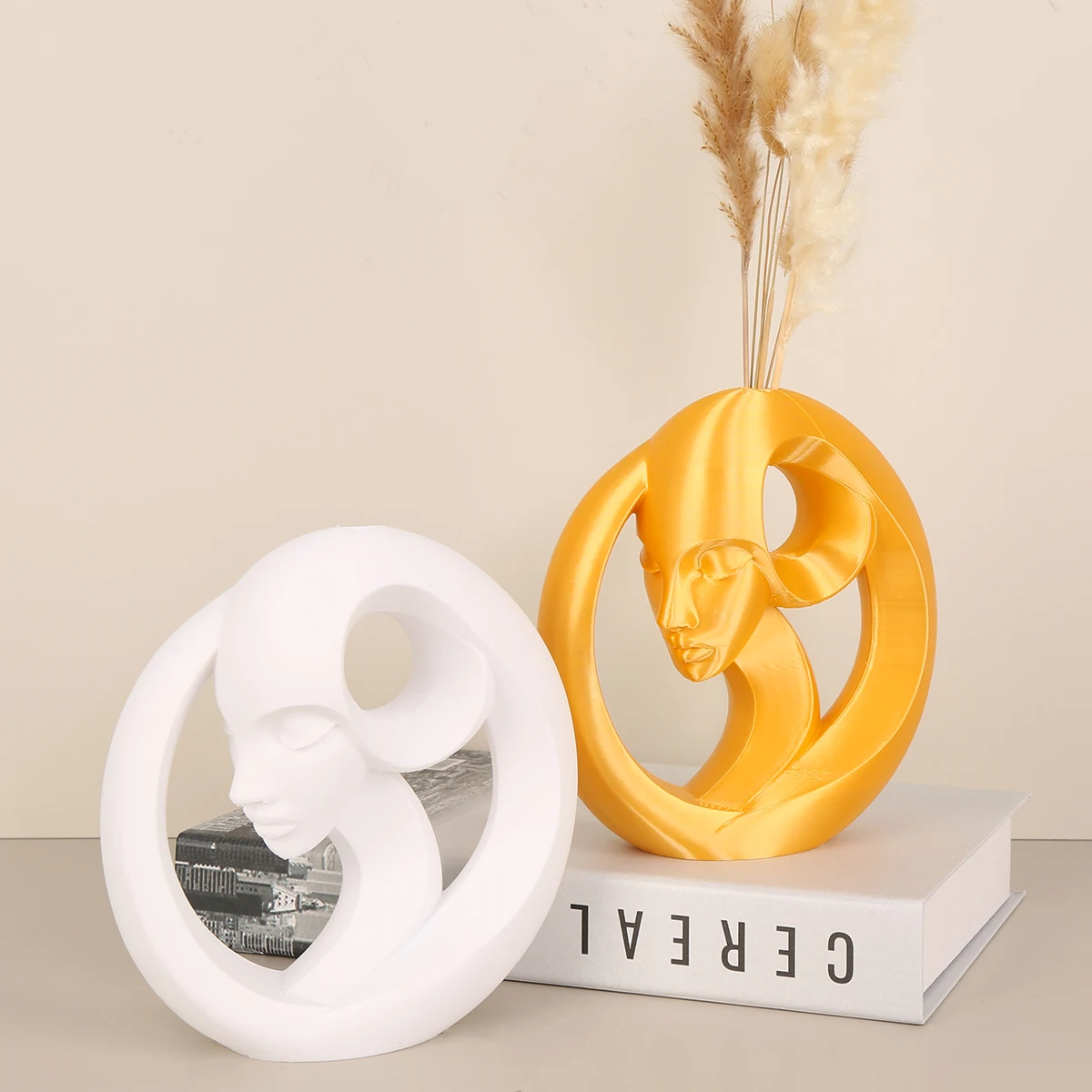 Cross-border Artistic Human Face Ring Vase, Minimalist Light Luxury Design, Suitable for Overseas Modern Minimalist Home Decorat