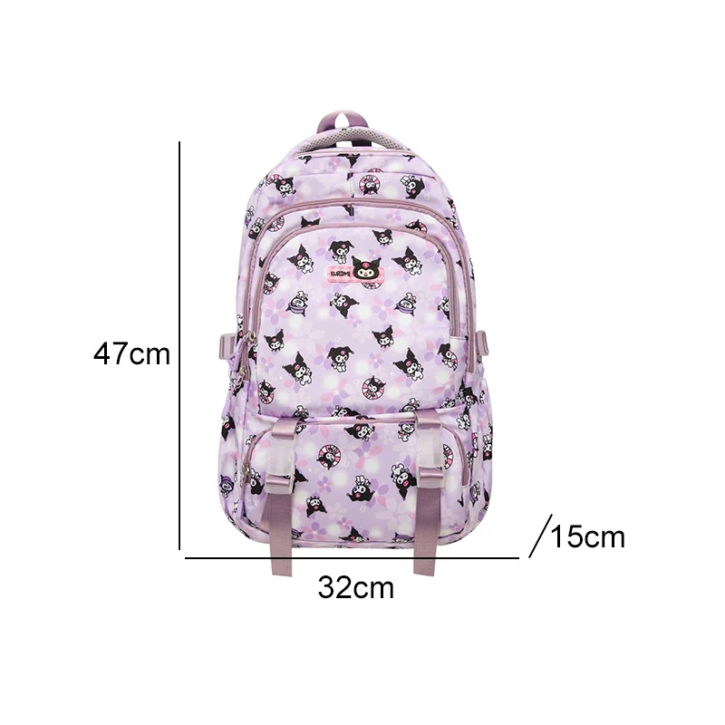  Kuromi Backpack Anime Cute Large Capacity Student School Bag Cartoon Design for Daily Use