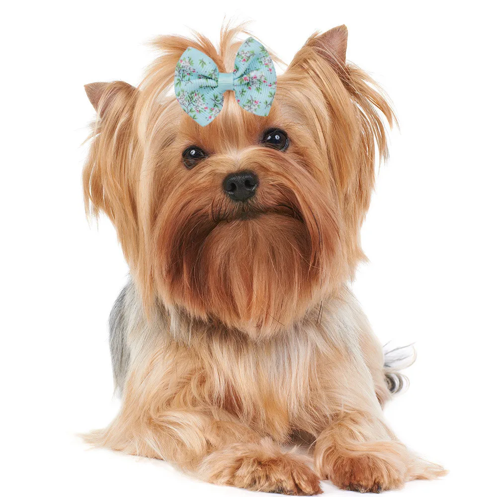 Dog Hairband 10PCS Handmade Bow with Rubber Bands Moveable Pet Hair Bow for Dogs and Cats Pet Dog Hair Grooming Accessories