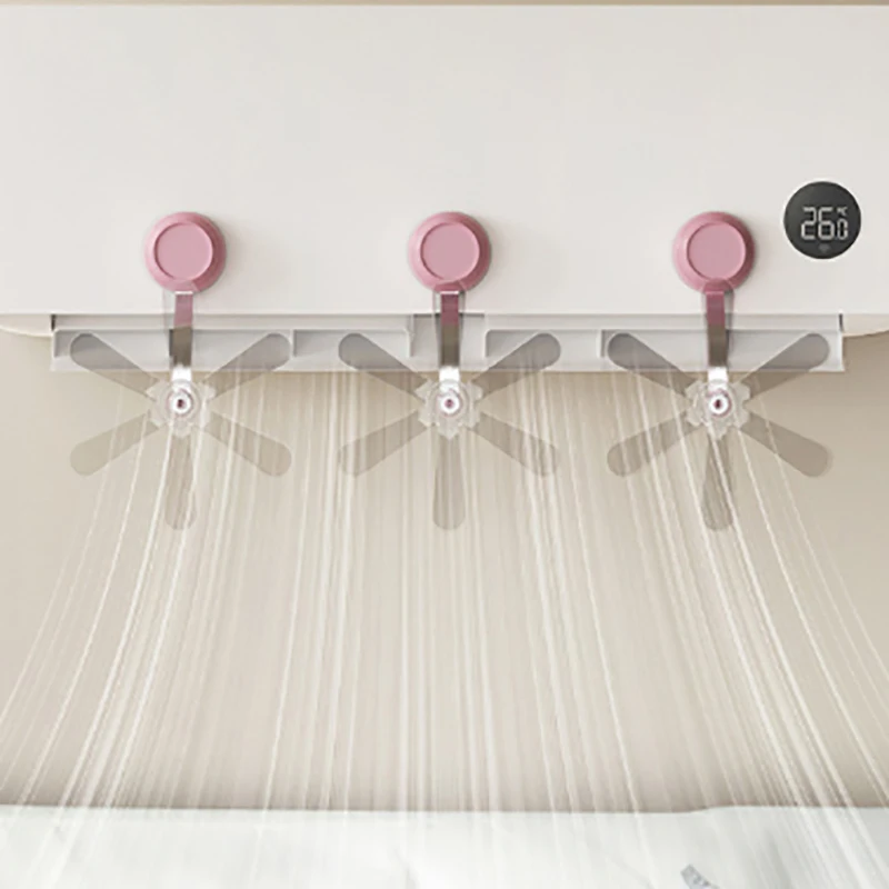 3Pcs Wall Mounted Conditioning Guide Fan Plastic Adjustable Suction Cup Air Conditioning Ventilator Windmill Shaped