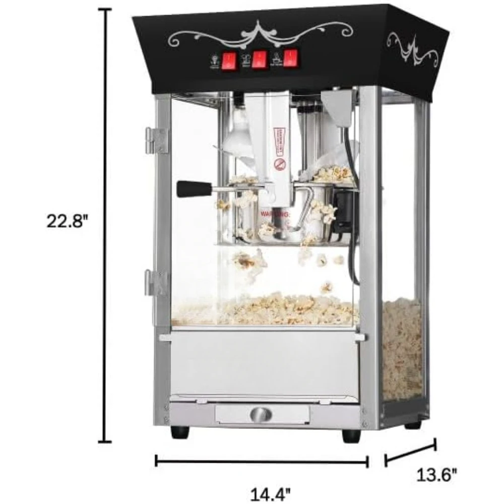 Máquina De Pipoca Com Chaleira De Aço Inoxidável, Rejeite A Bandeja Do Kernel E Aquecendo A Luz, Fabricantes De Pipoca, 8oz