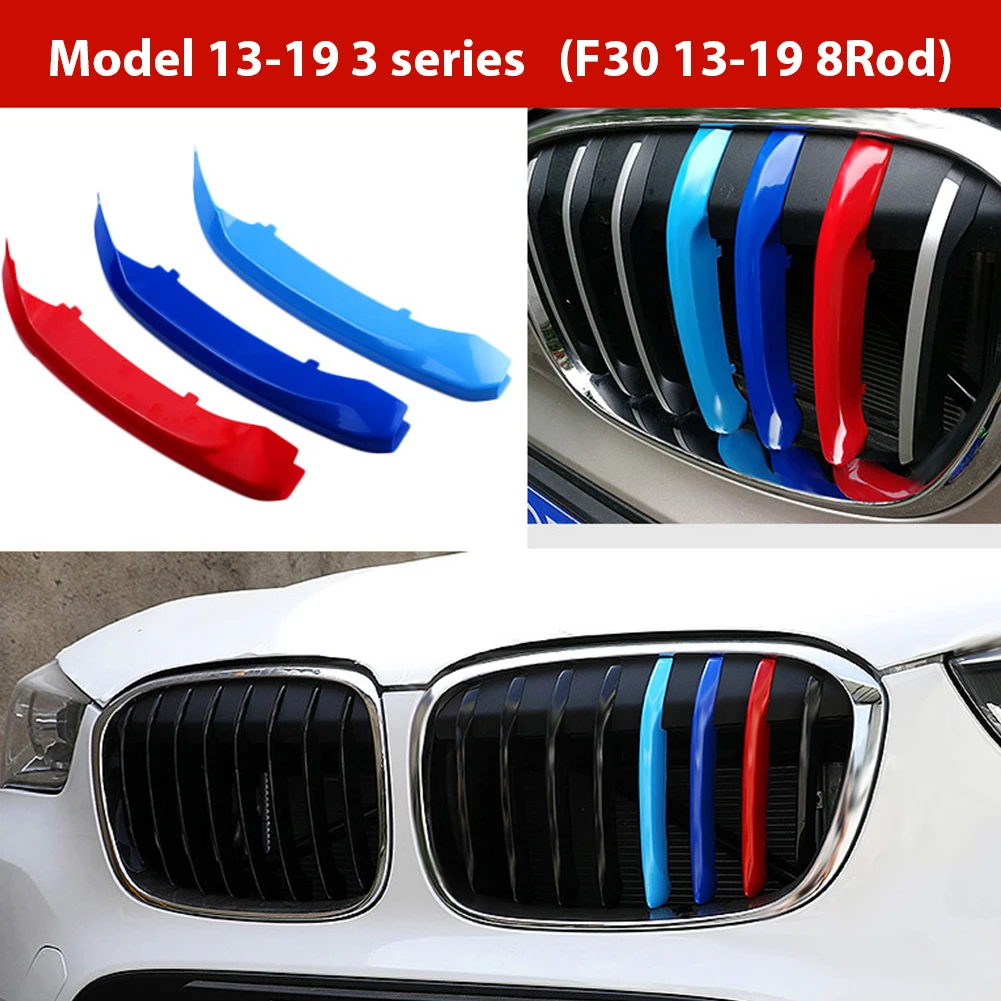 3pcs M Power Car Racing Front Grille Trim Strips For BMW E46 E90 E91 E92 E93 F30 E60 E61 F10 G30 G20 F07 F11 F18 Performance