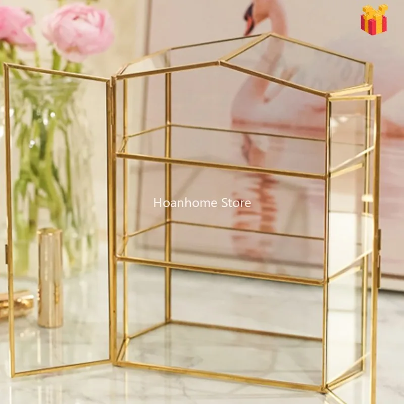 

Jewelry Storage Organizer Display Case for Dressing Table Decoration Storage Vintage Clear Glass 3 Tier Display Box