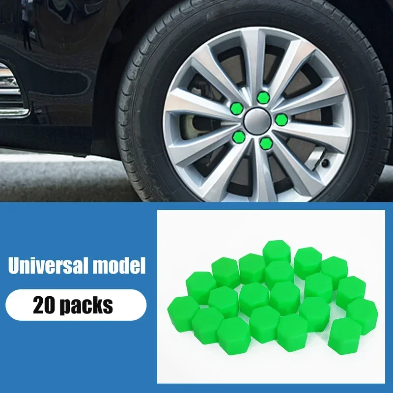 20Pcs 17/19/21MM Luminous Car Wheel Nuts Screw Caps Silicone Anti Collision Protective Wheel Tire Tyre Screw Rust Proof Nut Caps