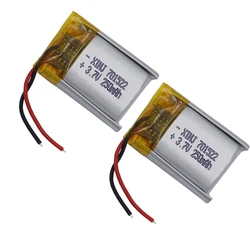 2pcs 3.7V 250 mAh Rechargeable Polymer Li Battery 701522 Lipo For Headphones GPS Sat Nav Driving Recorder Bluetooth Speaker Mp3