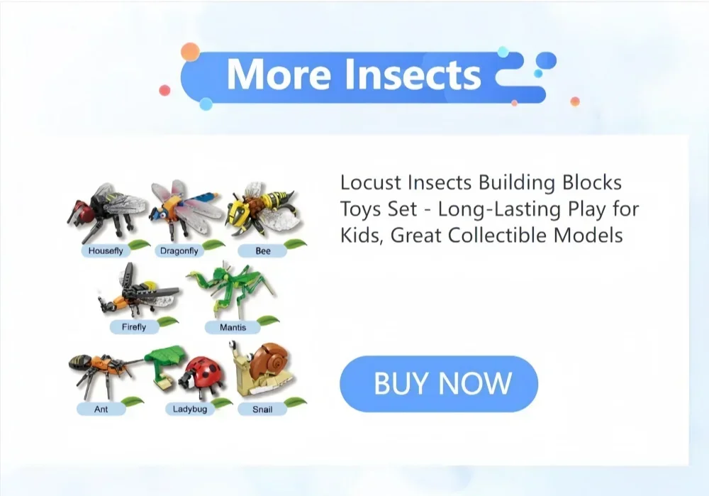 Locust Insects Bausteine-Spielzeugset – langlebiges Spiel- und Partygeschenk für Kinder, tolles Cricketblattodea mit Karabiner zum Sammeln – Detail 1