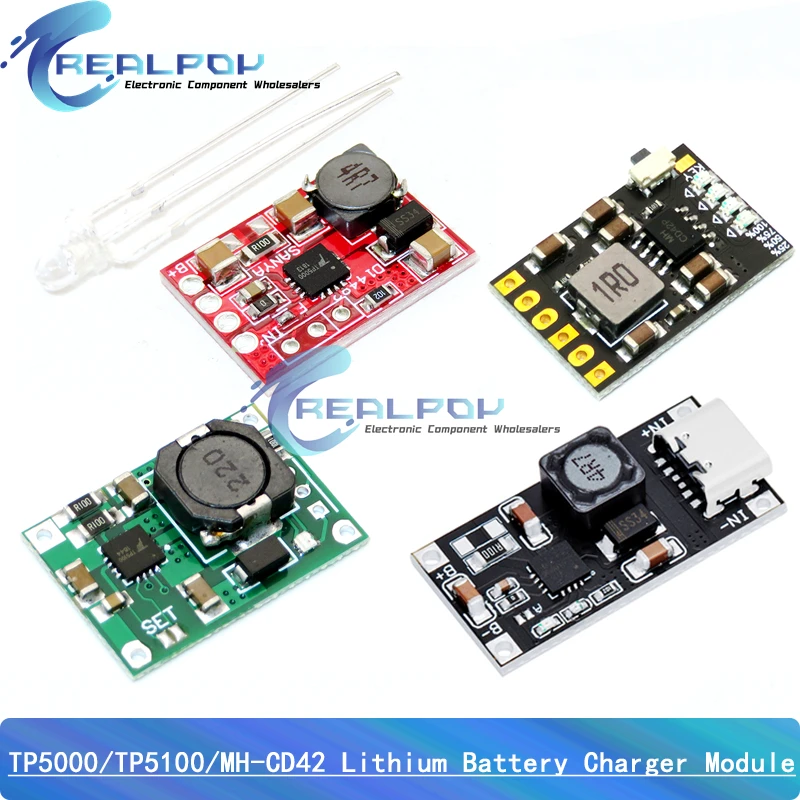 TP5100 charging management power supply module board TP5000 1A 2A compatible with 4.2V 8.4V single and double lithium batteries