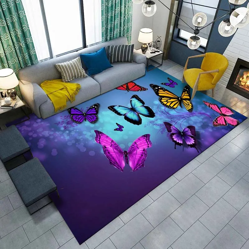 

15Size Gorgeous Butterfly Design ECO Friendly Material Carpet for Living Room Bedroom Bedside Rug Floor Mat Hallway Non-Slip Rug