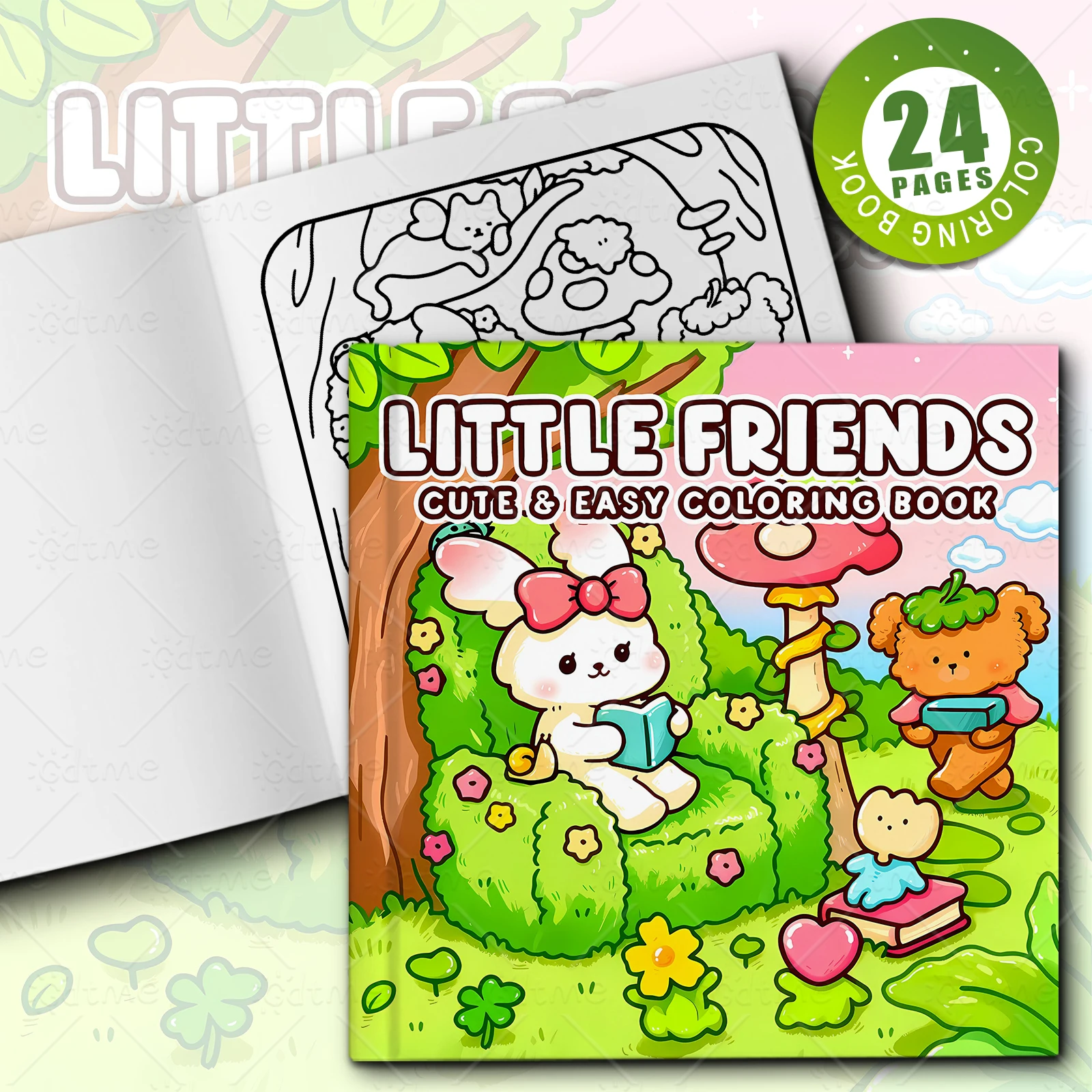 Little Friends Cute & Easy Coloring Book for Adults, Simple Cute Animal Illustrations, Stress Relief Drawing Book, Great Gift