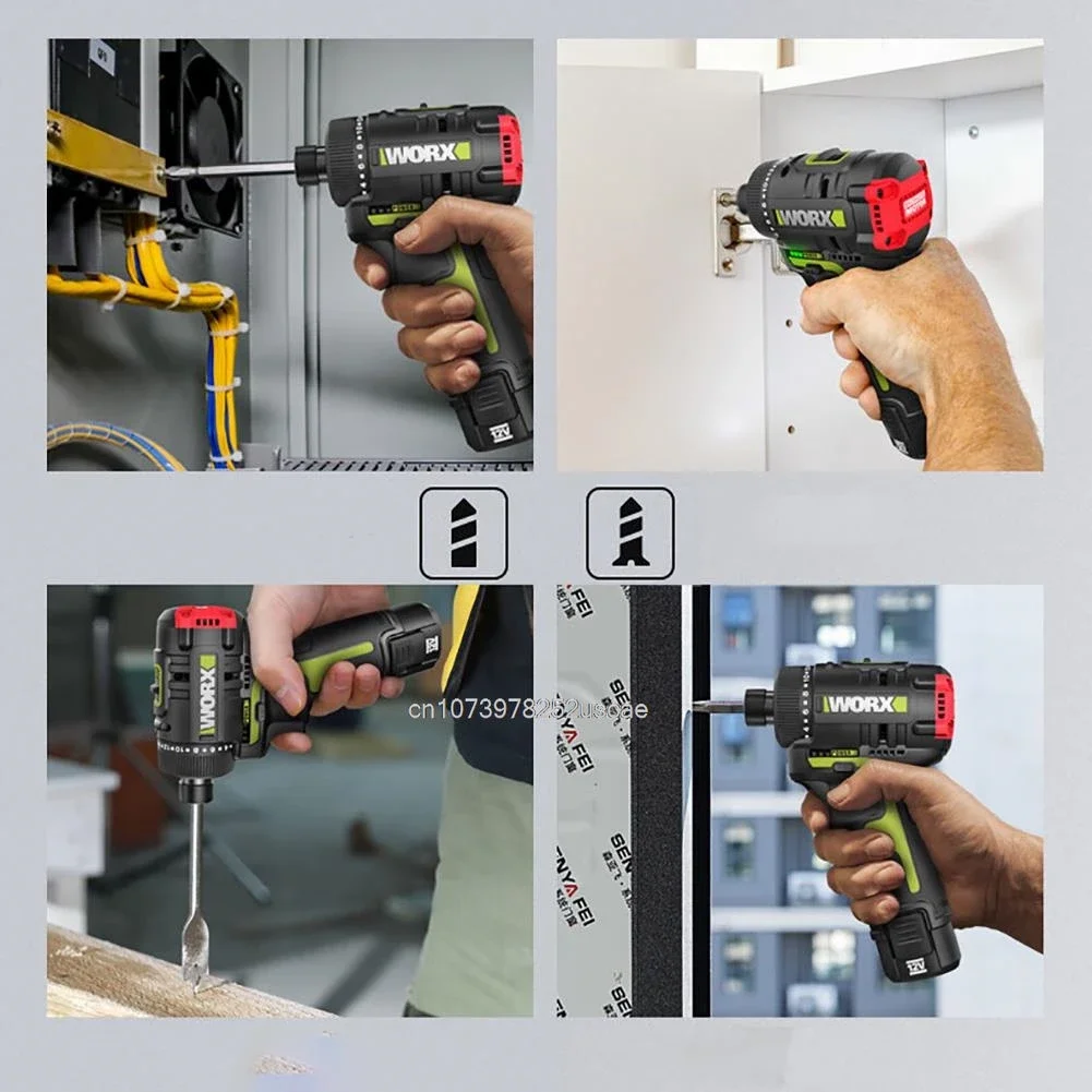 Worx WU129 12 فولت مفك براغي لاسلكي مزدوج السرعة 40Nm 1800 دورة في الدقيقة محرك بدون فرشاة عزم دوران قابل للتعديل مثقاب لاسلكي بطارية عالمية