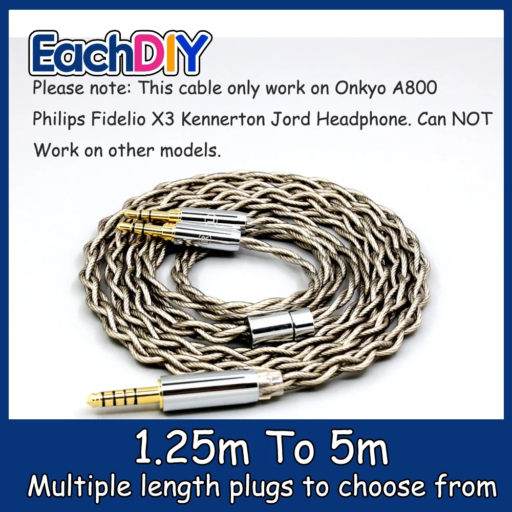

99% Pure Silver + Graphene Shield Earphone Cable For Onkyo A800 Philips Fidelio X3 Kennerton Jord Headphone LN008686