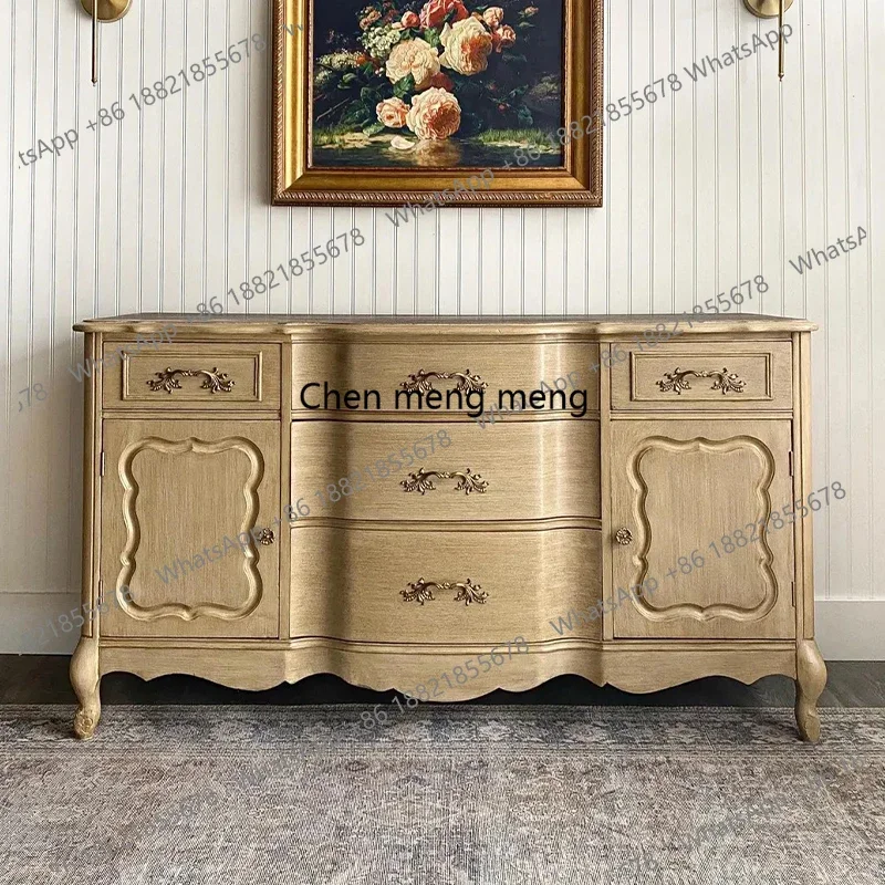 

Solid wood dining side cabinet, living room, villa chest cabinet, retro storage, locker