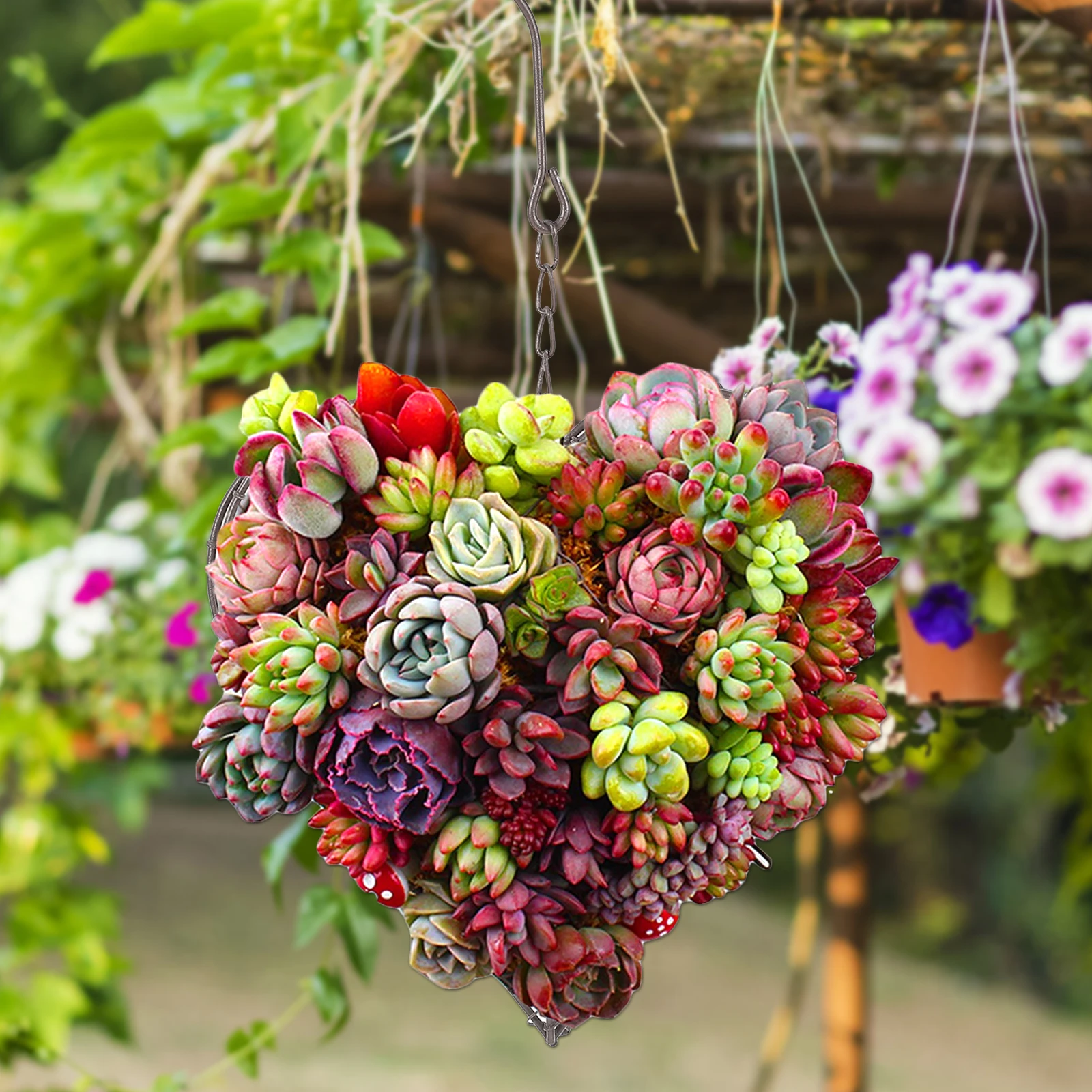 

1Pcs Charming Iron Hanging Planter Decorative Flower Basket Wall Planter Home Garden Decor