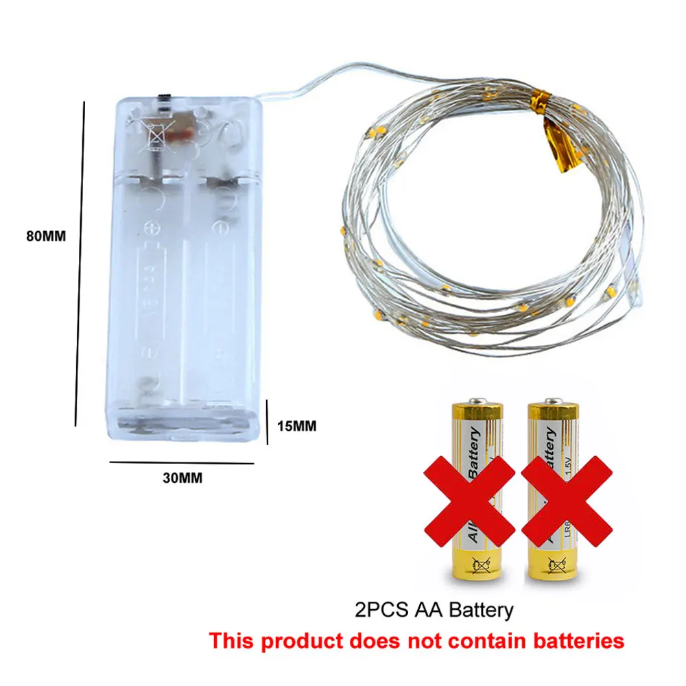 Đèn LED Dây Đồng Dây Đèn Ngoài Trời Chống Nước Vòng Hoa Cổ Tích Ánh Sáng 1M2M3M Pin Đèn Giáng Sinh Cho Sân Vườn Ngày Lễ Trang Trí