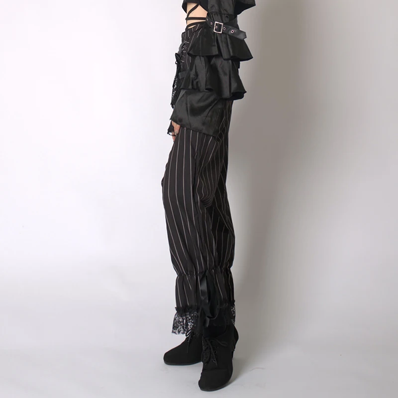 سراويل كاجوال نسائية من Olu Punk Sle بتصميم دانتيل مزهّر بخصر عالٍ هيب هوب ستريت Sle قطن لوين موضوع ساحرة عصرية...