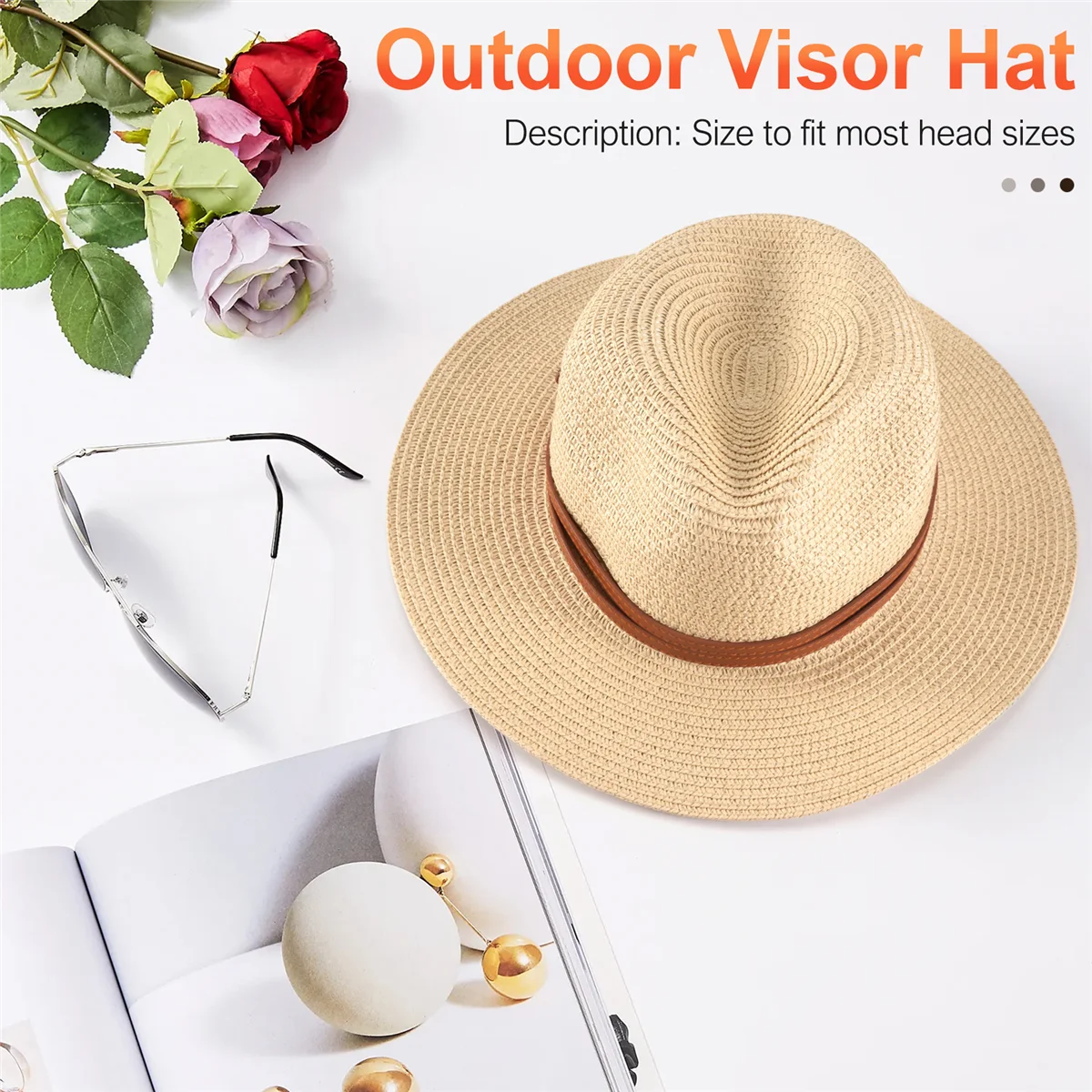 

KEKA New Natural Panama Soft Shaped Straw Hat Summer Women/Men Wide Brim Beach Sun Cap UV Protection Fedora Hat Beige