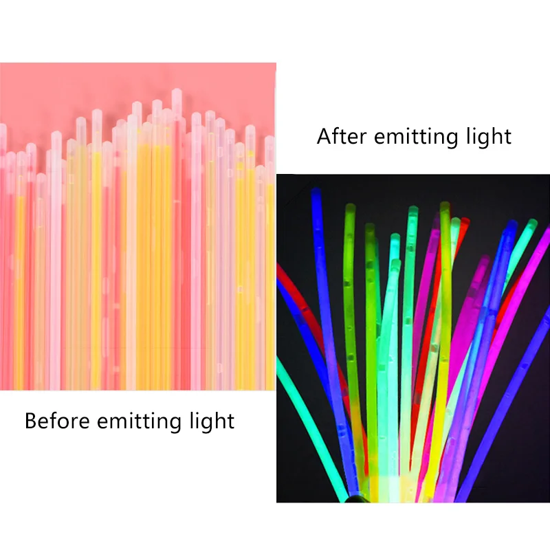 10/25/50/100 Stück Fluoreszenzstäbe, leuchtendes Armband, Partyzubehör, mehrfarbig, leuchtender Stick, hell, bunt, biegbar, TMZ – Detail 3