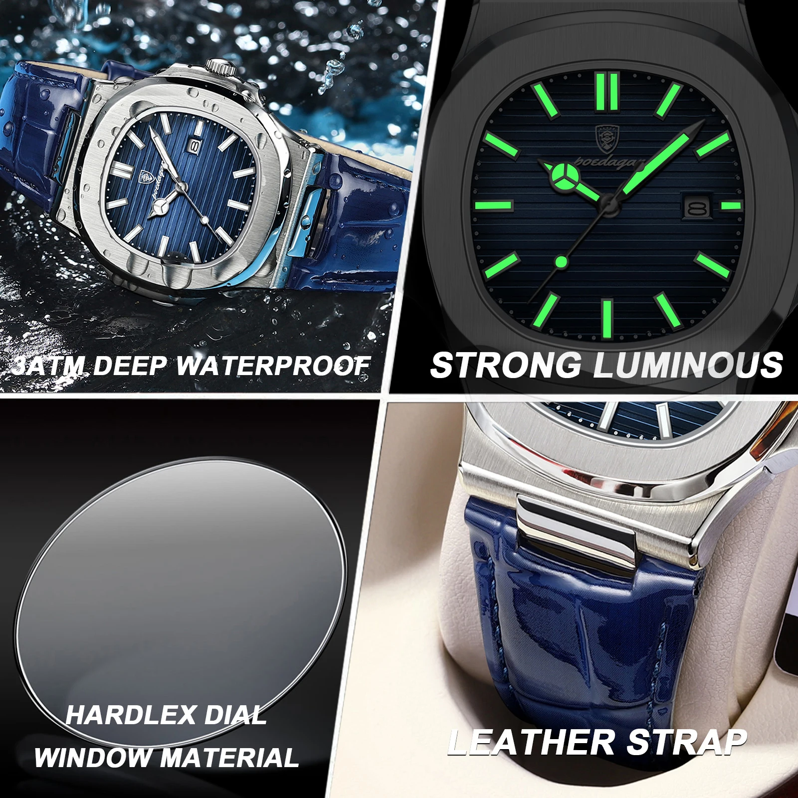 Men's Luxury Luminous Leather Quartz Watch