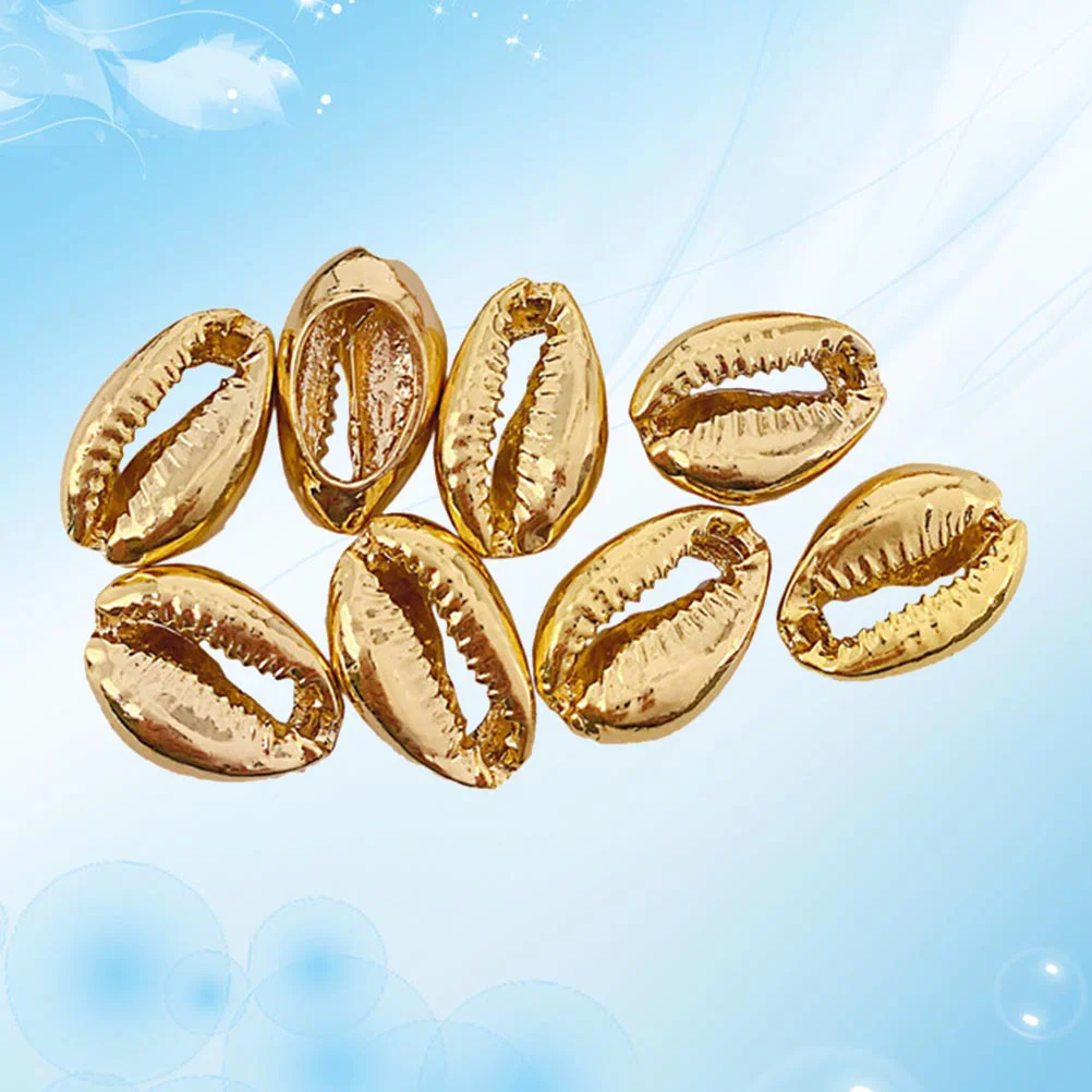 

50 Pcs 15mm Golden Electroplated Shell Beads Cowrie Shells Natural Seashells for Anklet Bracelet Craft Making (Golden)