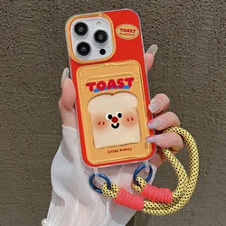 Cute Cartoon Phone Case For iPhone 11 Case iPhone 16 15 13 12 14 Pro Max 7 8 Plus XR X XS SE 2 3 Wrist Chain Soft Card Bag Cover
