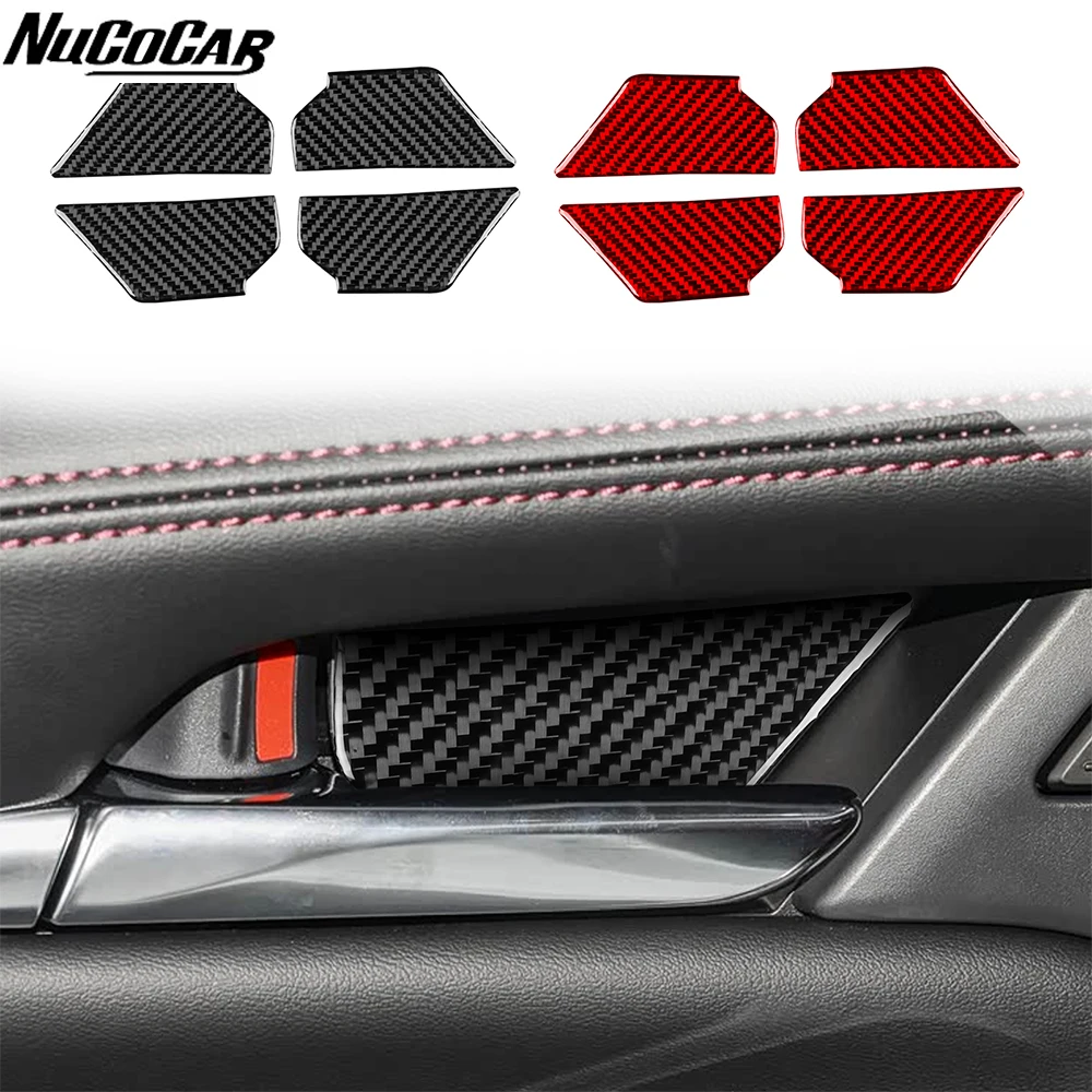 For Mazda 3 Axela 2019-2026 Carbon Fiber Inner Door Bowl Handle Panel Trim Cover Car Accessories Interior Decorative Stickers