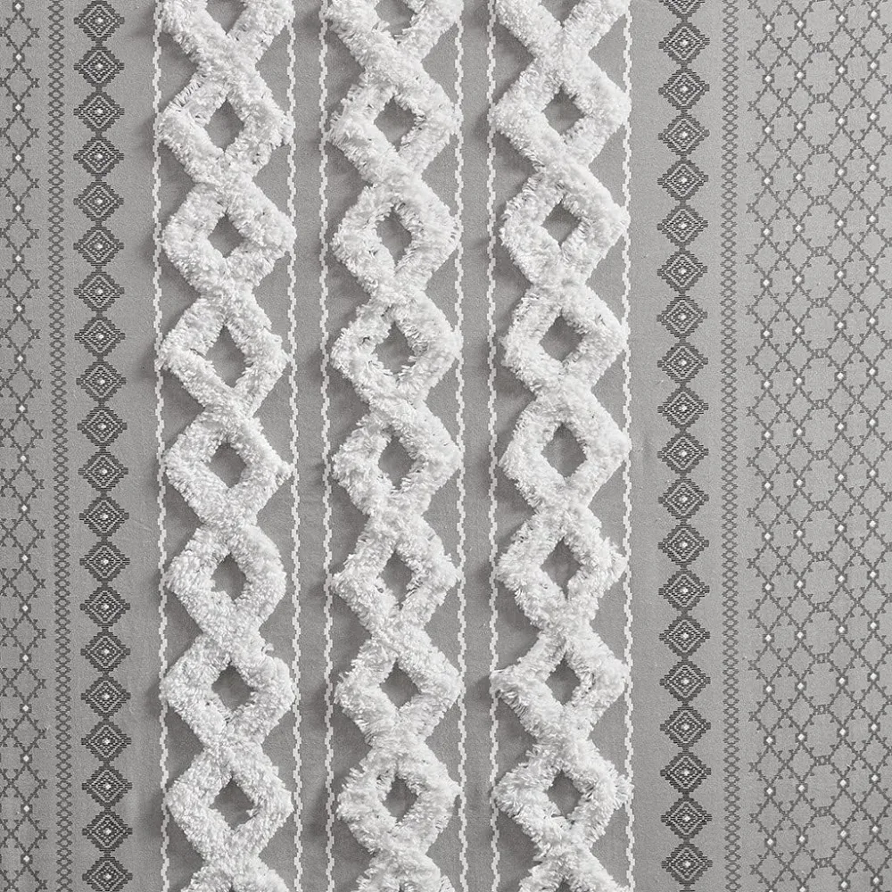 Gray Chenille Striped Cotton Curtain Panels with Lining, 50x95, Suitable for Durable Window Treatments