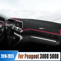Alfombras de cubierta de instrumentos para salpicadero de coche, alfombrillas para Peugeot 3008 5008 GT Hybrid 2016 2017 2018 2019 2020 2021 2022 2023