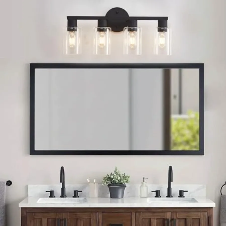 Bathroom Vanity, Bathroom Light Fixtures with Clear Glass Shade, Vanity s, Black Lighting Fixtures for Bath Mirror Bedroom Livi