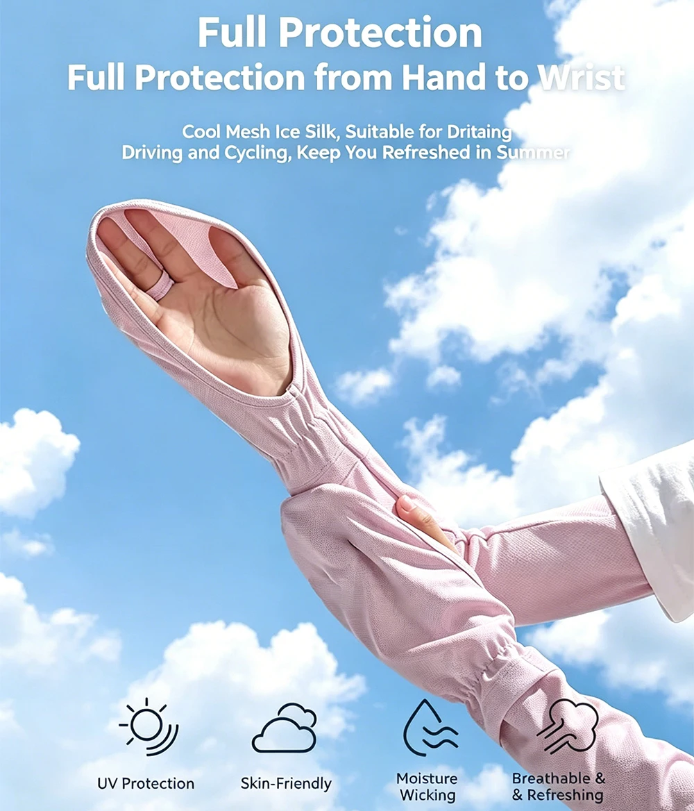 

Women's Summer Large Size Ice Sleeve Gloves Driving Sun Protection Arm Sleeves Loose Breathable Arm Guard UV Outdoor Oversleeves