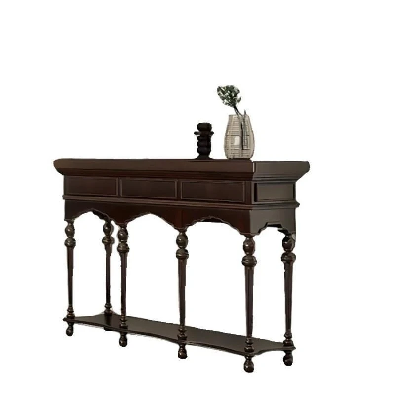 solid wood, French retro entrance table, living room decorative shelves, entry against the wall, entrance cabinet partition