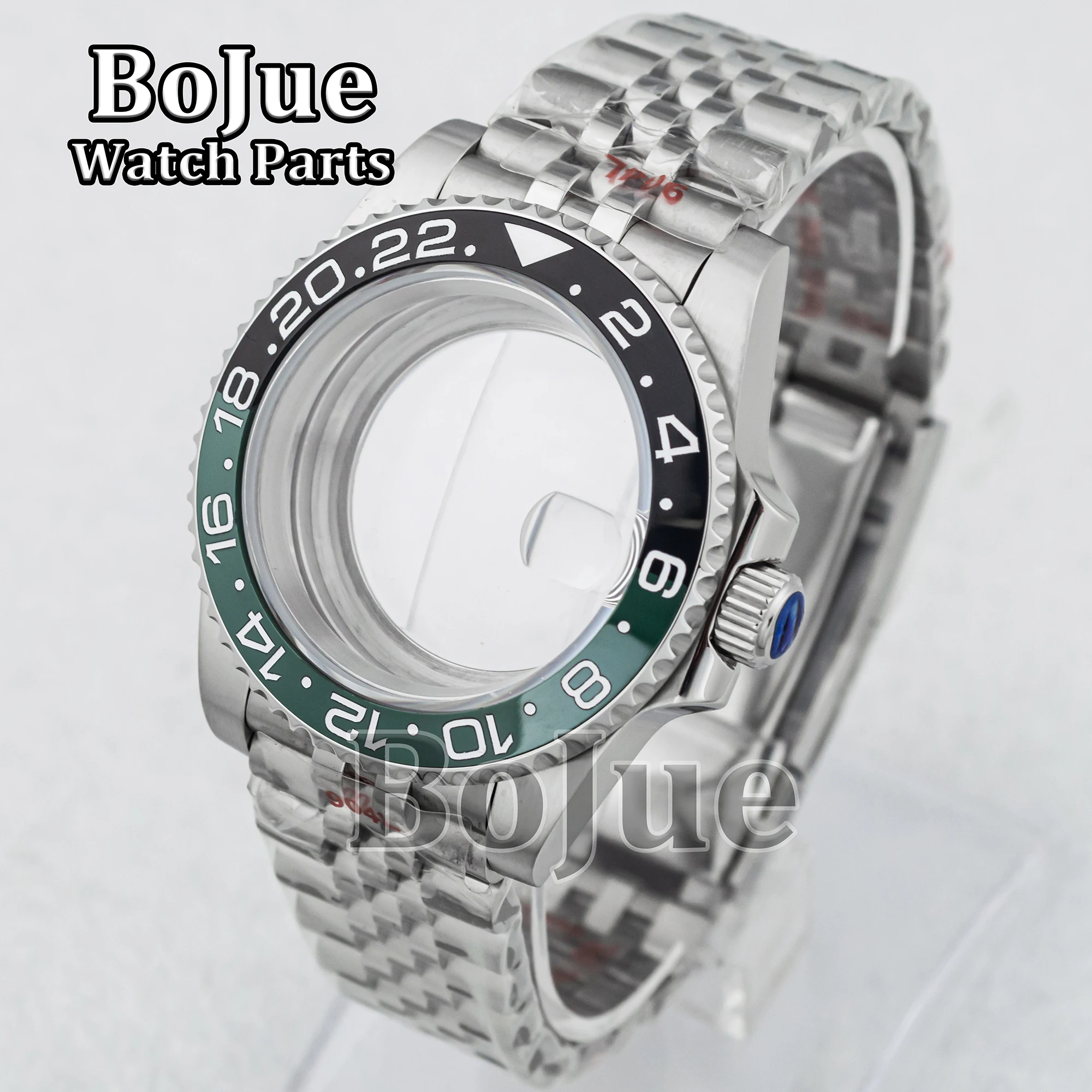 

Black Green Ceramic Bezel 40mm Case Watch Jubilee Strap Watchband Parts For GMT Seiko nh34 nh35 nh36 Movement Dial Waterproof