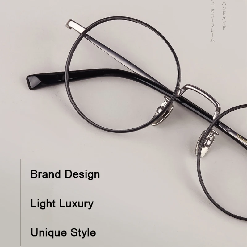 Marca designer design retro pequeno redondo óculos de titânio puro revestimento ip ultra-leve suave bordas contrastantes quadros